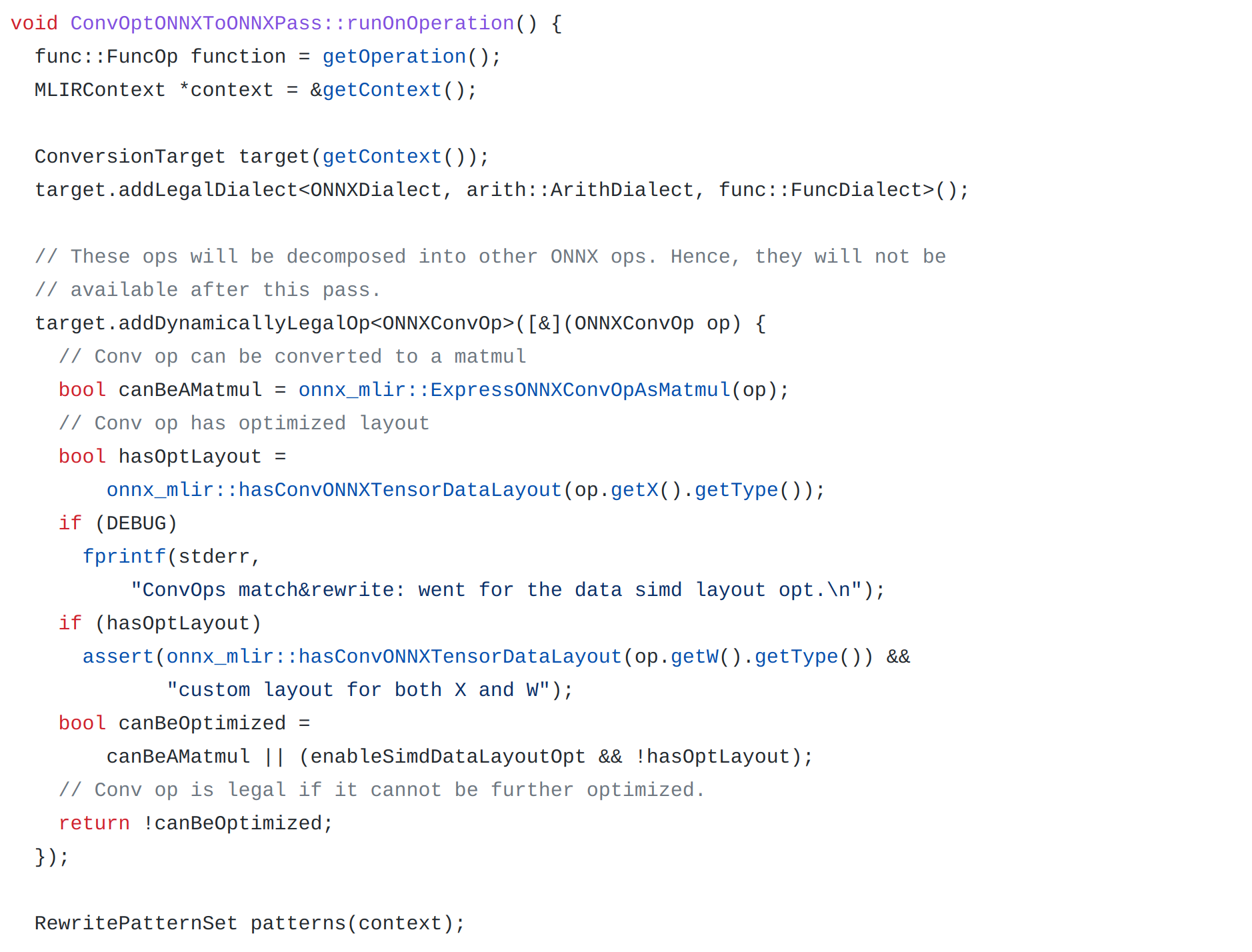 https://github.com/onnx/onnx-mlir/blob/6278fd386b58b2e7046e17766a4803f28f2b7251/src/Transform/ONNX/ConvOpt.cpp